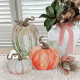 Water Color Pumpkin Metal Decor - Lizzy G's Fine Gifts