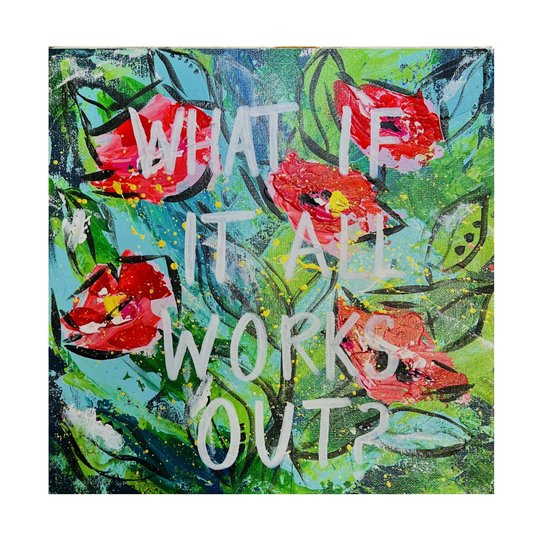 What if - Navy Floral - 6x6 Canvas - Lizzy G's Fine Gifts