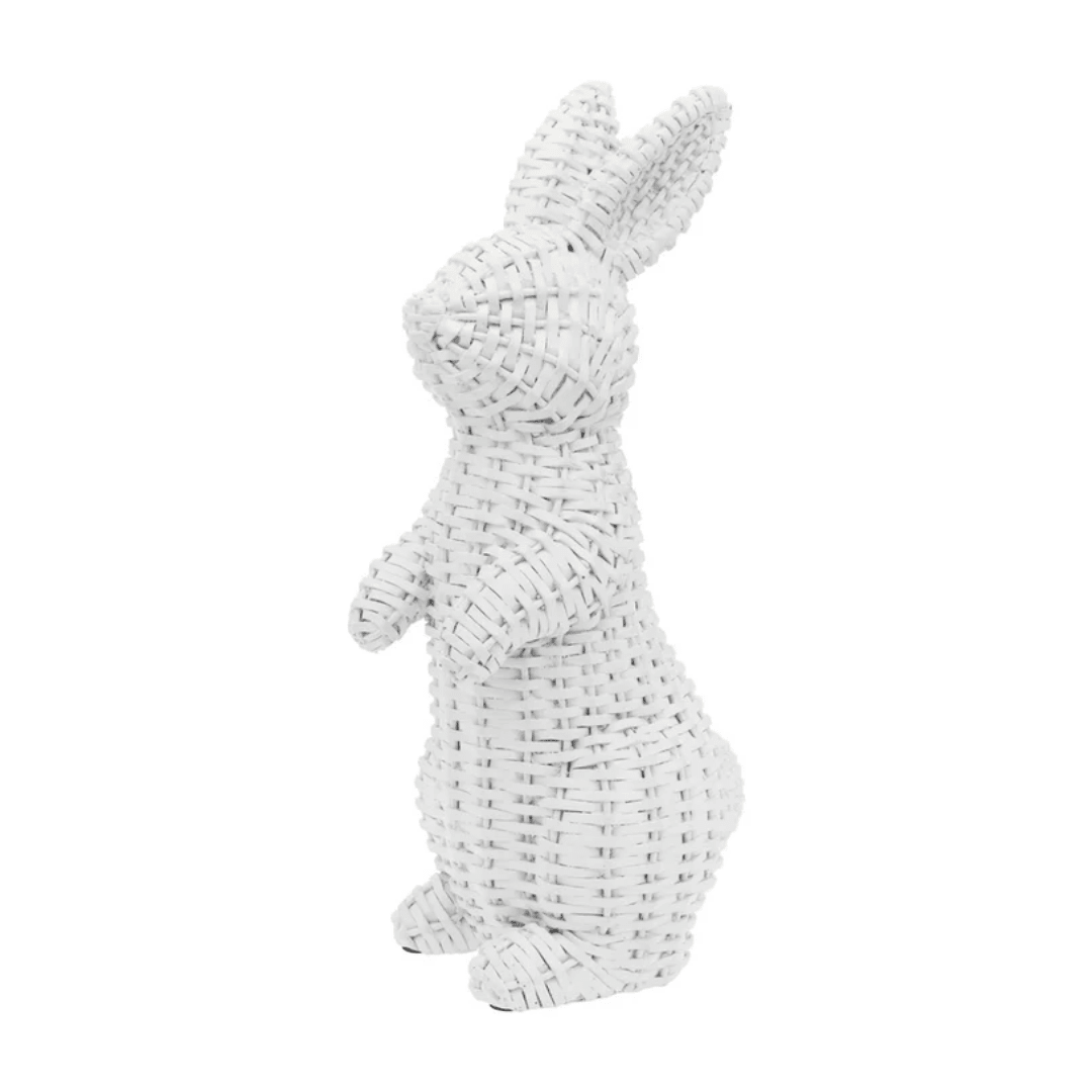White Wicker Bunny Figurine - Lizzy G's Fine Gifts