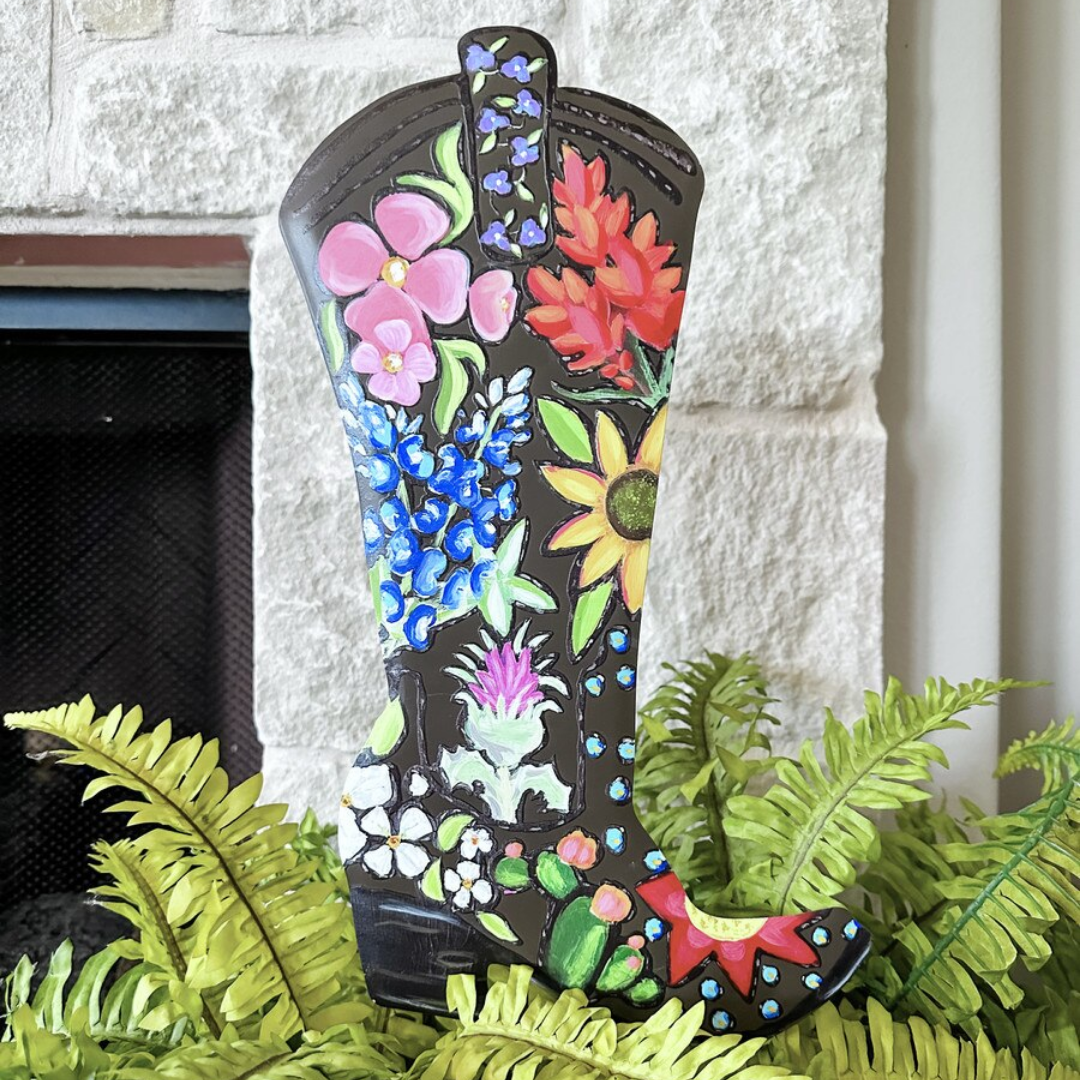 Wildflower Boot Garden Stake - Lizzy G's Fine Gifts